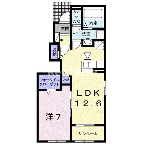 ラフィーネB(1LDK/1階)の間取り写真