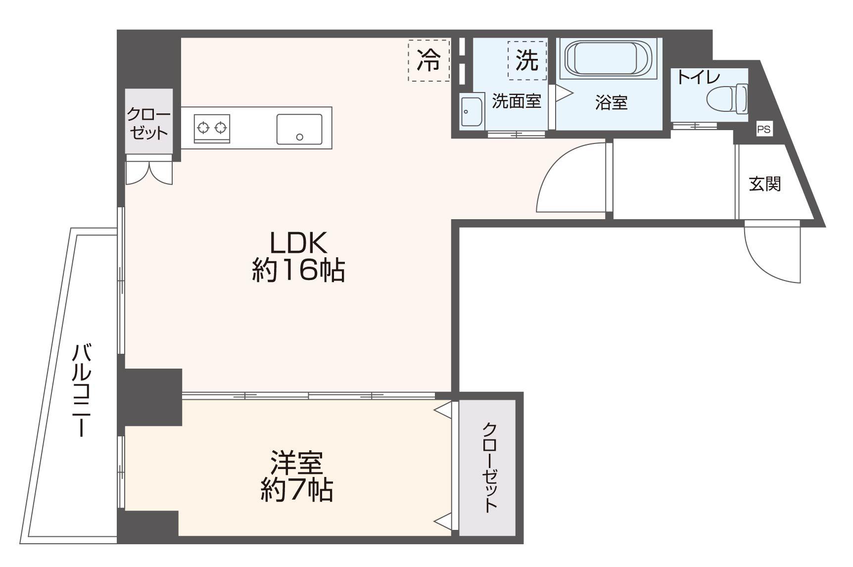 プレミアム長瀬駅前(1LDK/5階)の間取り写真