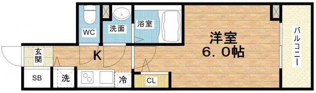 エスリードレジデンス大阪本町(1K/15階)の間取り写真