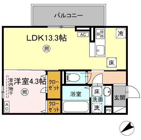 D-ROOM パレットハウス(1LDK/1階)の間取り写真