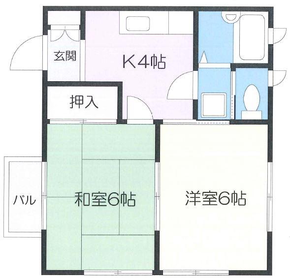 萩原アパート(2K/2階)の間取り写真