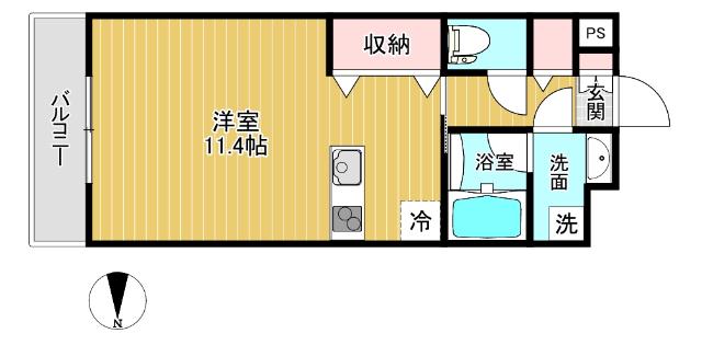 サンライズ カルティエパーク(ワンルーム/3階)の間取り写真