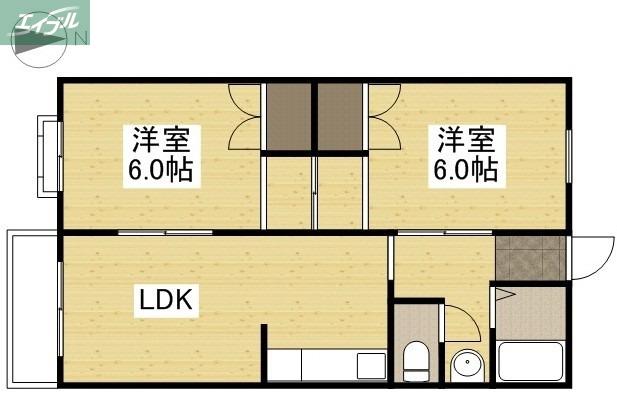 田邉ビル(2LDK/5階)の間取り写真
