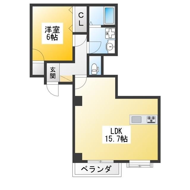 第3たわわハイツ(1LDK/3階)の間取り写真