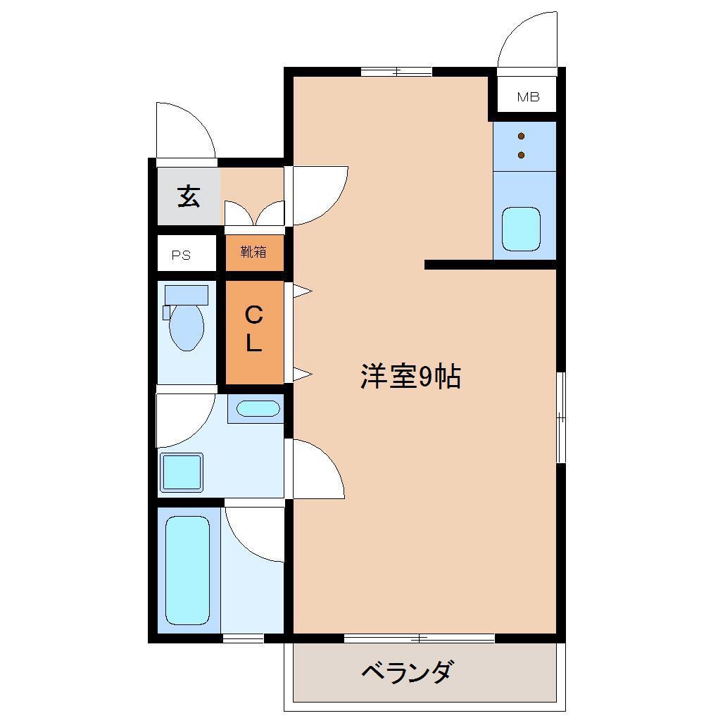 共和コーポ第11新地(ワンルーム/2階)の間取り写真