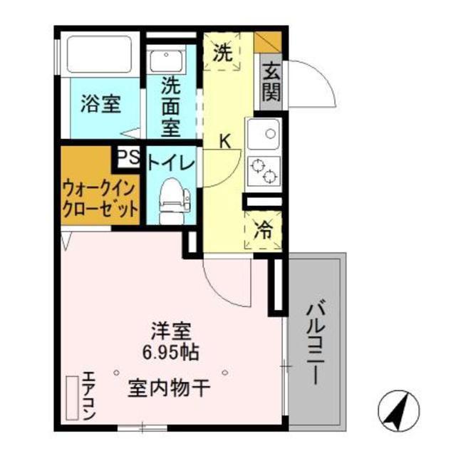 ベルグランディオ(1K/2階)の間取り写真