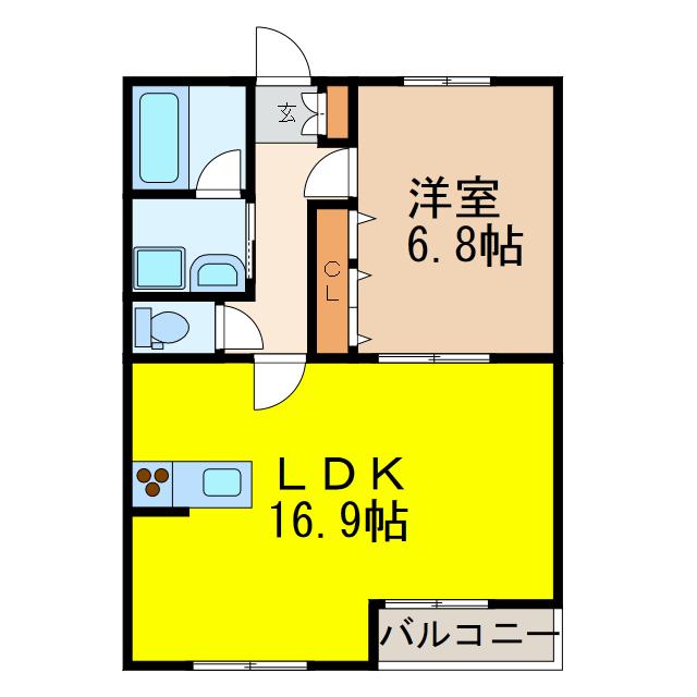 レジデンスアルタII(1LDK/4階)の間取り写真