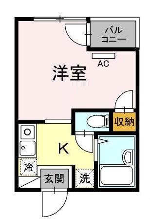 オークハイツ(1K/2階)の間取り写真