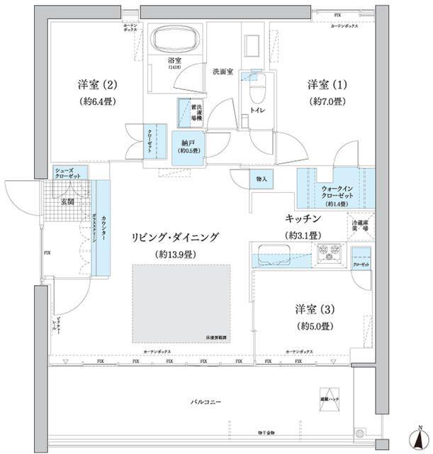 ガーデニエール砧 ウエスト(3LDK/10階)の間取り写真