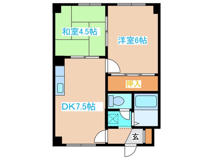 サンライズマンションII(2DK/3階)の間取り写真