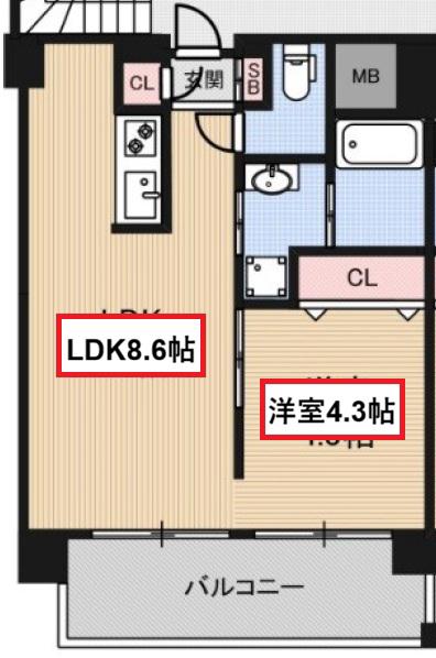 アニマーレ長堀(1LDK/4階)の間取り写真