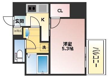 フォーリアライズ昭和南通1(1K/8階)の間取り写真