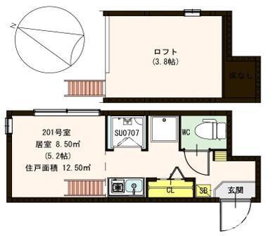 ヴィスタグランデ南阿佐ヶ谷(ワンルーム/2階)の間取り写真