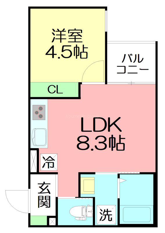 ロージェ(1LDK/2階)の間取り写真