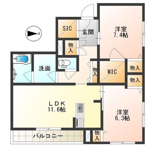 K&Yみやまち(2LDK/3階)の間取り写真