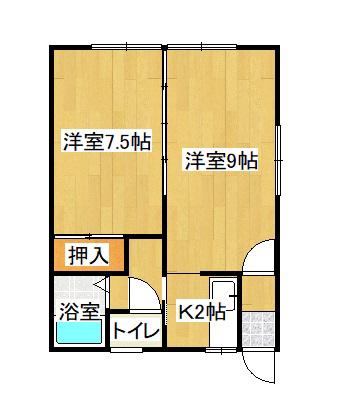 ハイネス油川 第二(2K/2階)の間取り写真