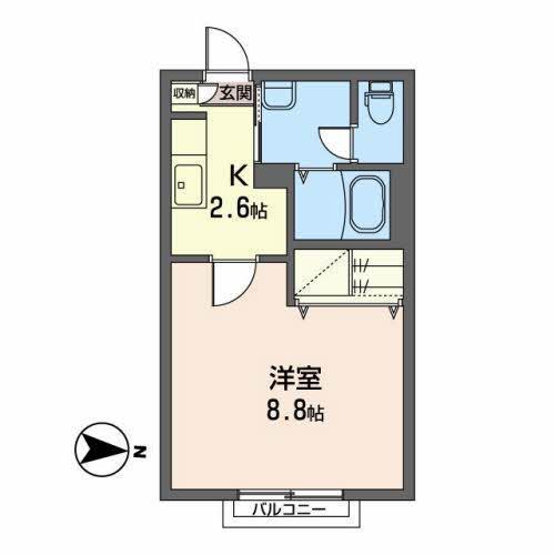 エスポワールK(1K/2階)の間取り写真
