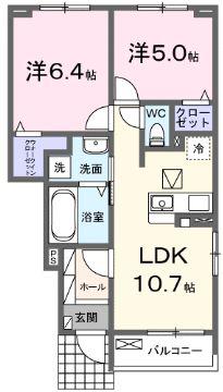 サンテールV(2LDK/1階)の間取り写真