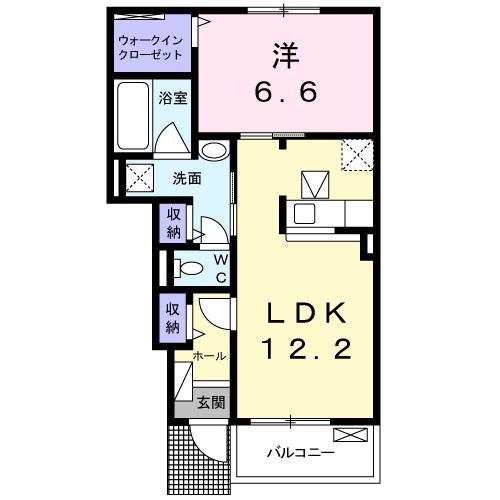 フィールドテラスゆいの杜B(1LDK/1階)の間取り写真