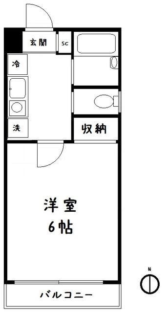アーケイディア(1K/1階)の間取り写真