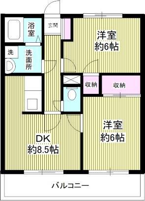 ハイツプレントリー(2LK/3階)の間取り写真