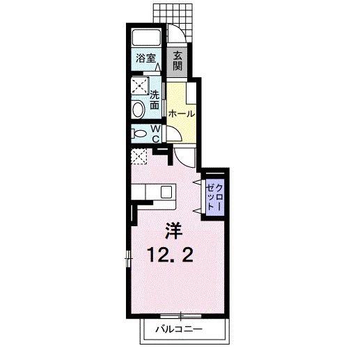 シティヒルズB(ワンルーム/1階)の間取り写真