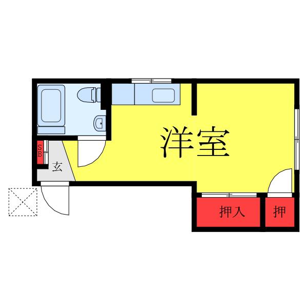 新井ビル(ワンルーム/3階)の間取り写真