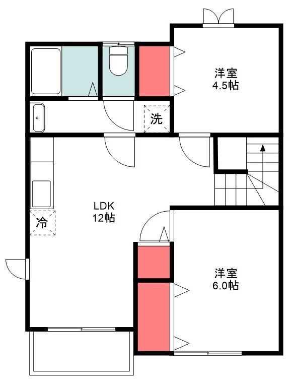 オリオンB(2LDK/2階)の間取り写真