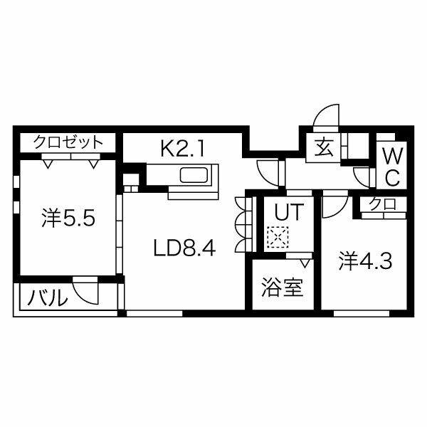 ルヌアージュ山鼻南(2LDK/3階)の間取り写真