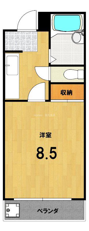 コスモハイツ新町II(1K/3階)の間取り写真