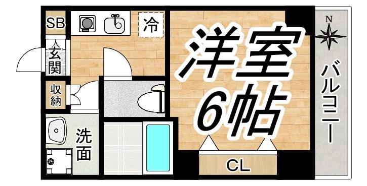 ウィンズコート西梅田(1K/9階)の間取り写真