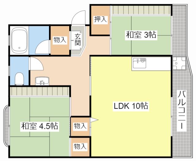 第一辻ハイツ(2LDK/3階)の間取り写真