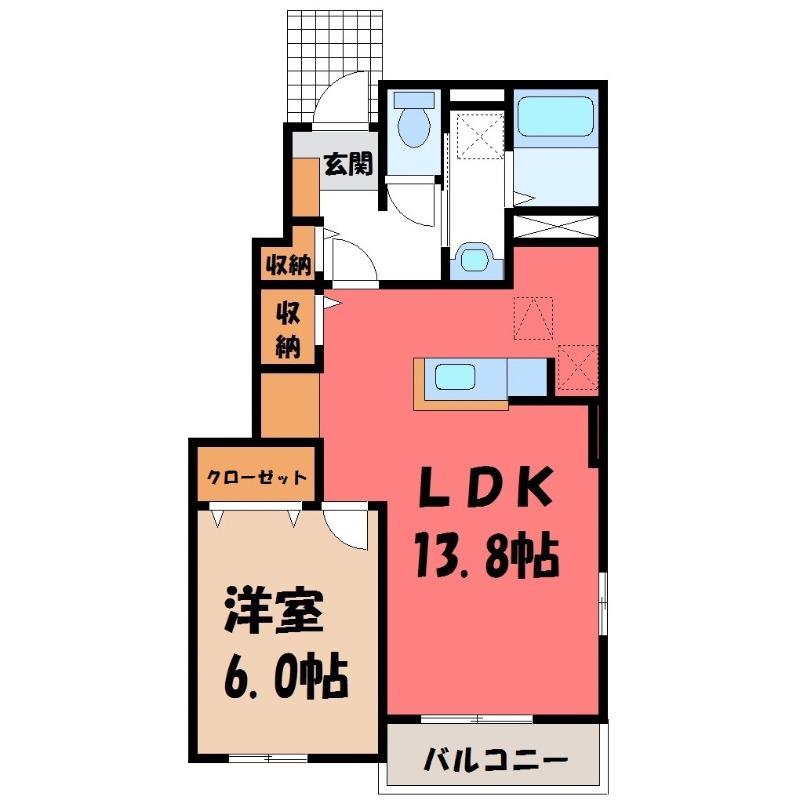 グランディ―ル C(1LDK/1階)の間取り写真