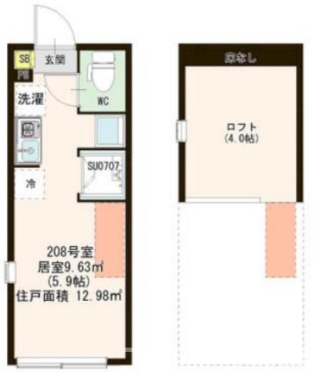 KOSEIMAISON松が丘(ワンルーム/2階)の間取り写真