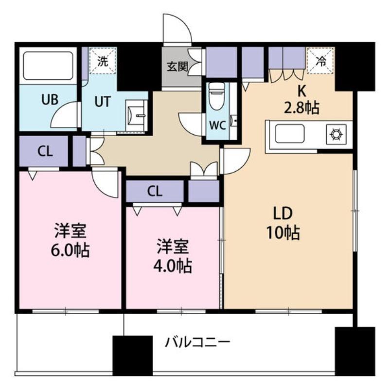 MJ SQUARE KOTONI(2LDK/11階)の間取り写真