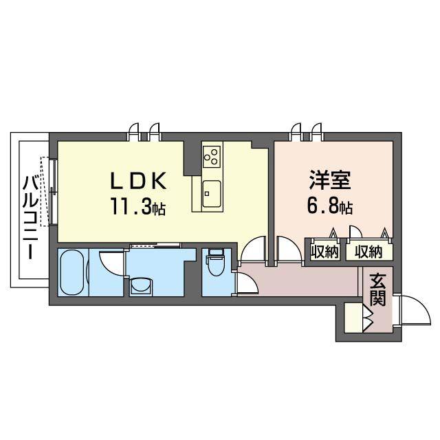 グリーンカーサ長後(1LDK/1階)の間取り写真