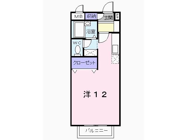 アビタシオン勝瑞C(ワンルーム/1階)の間取り写真