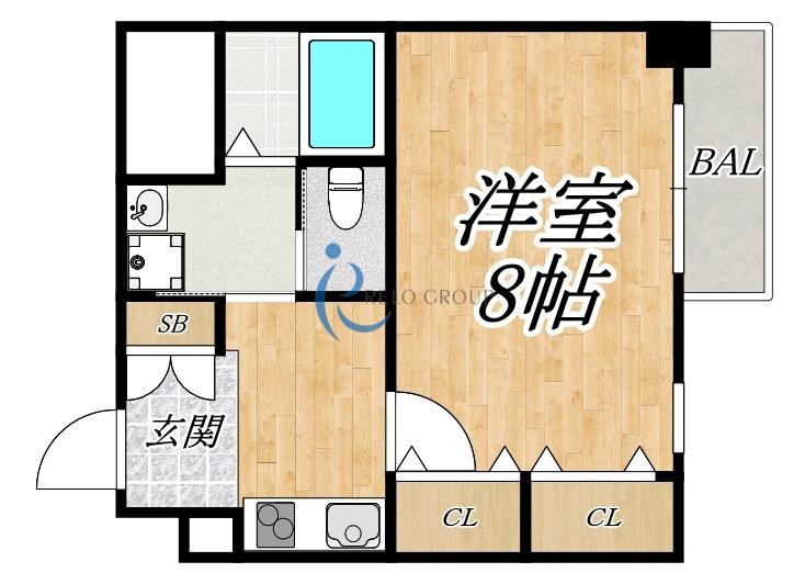 グローハイツ平野本町(1K/3階)の間取り写真