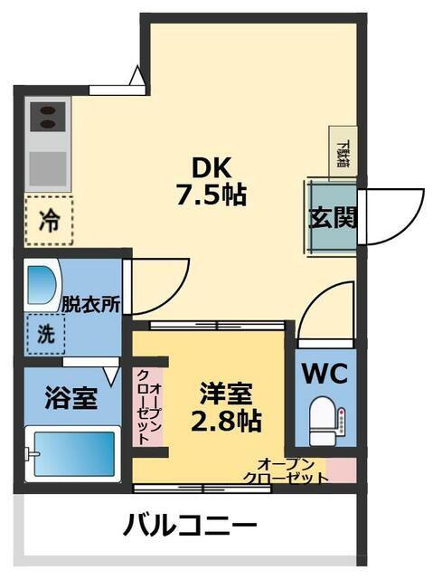 メゾン・ドゥ・アッシュ市川II(1DK/3階)の間取り写真
