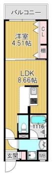 ガレリア加島(1LDK/3階)の間取り写真