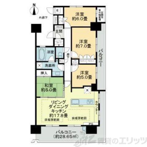 ミリカ・テラス2街区(4LDK/12階)の間取り写真