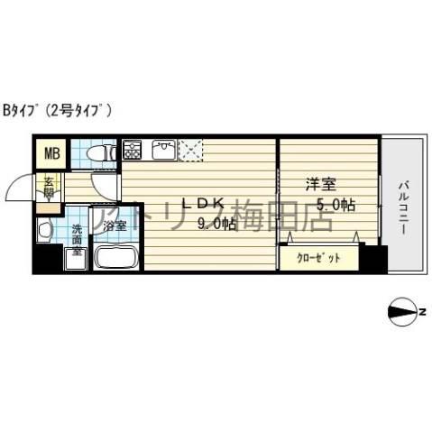 グランエイト中津(1LDK/7階)の間取り写真