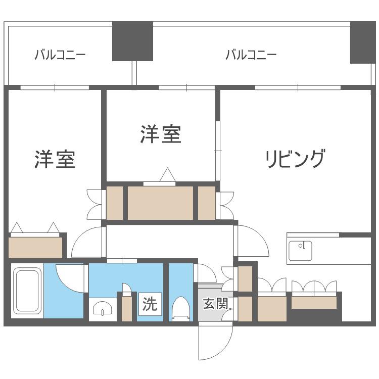 MJ SQUARE KOTONI(2LDK/8階)の間取り写真