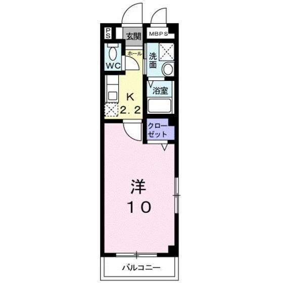 メモリー1(1K/2階)の間取り写真