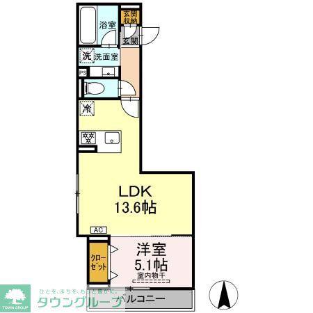 赤堤計画(1LDK/2階)の間取り写真