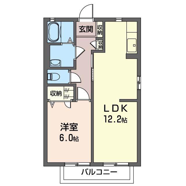 グリーンハイツ利 壱番館(1LDK/1階)の間取り写真