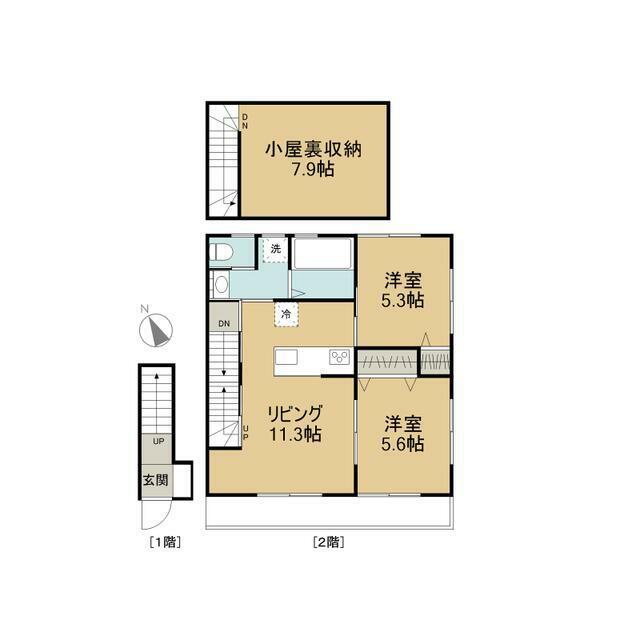 サンライズ柏明原(2LDK/2階)の間取り写真