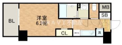 プレサンス松屋町グレース(1K/3階)の間取り写真