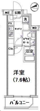 XEBEC西蒲田(1K/6階)の間取り写真