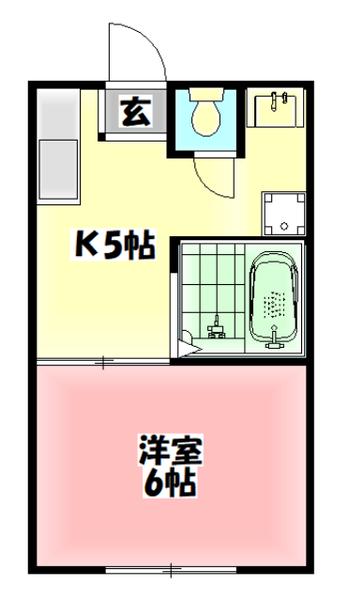 ペントハウス馬場町(1DK/4階)の間取り写真